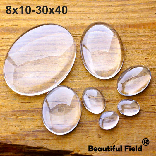 Clear Oval Glass Cabochon Set