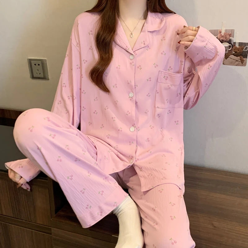 Women's Pink Bow Harajuku Pajama Set