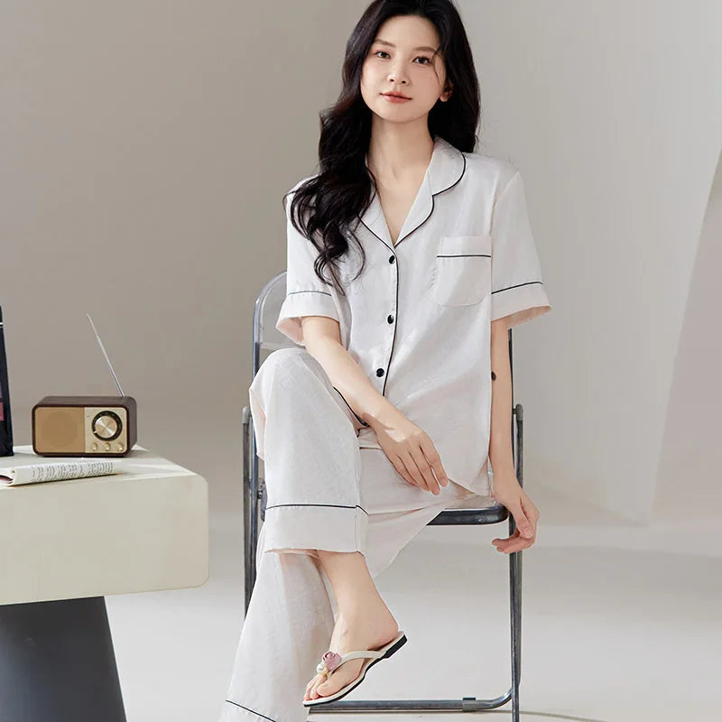 Ice Silk Couple Pajama Set