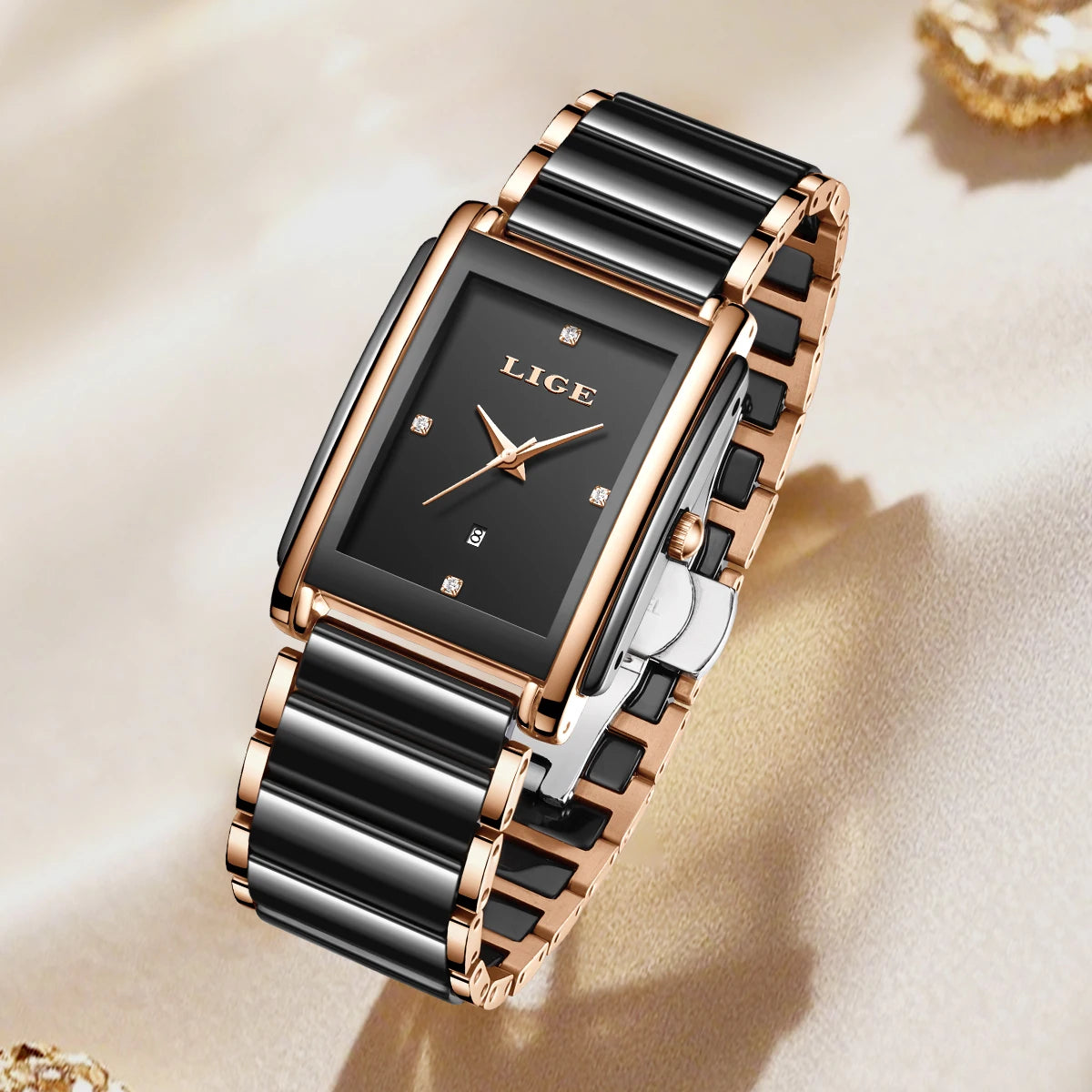 LIGE Women's Ceramic Strap Quartz Watch