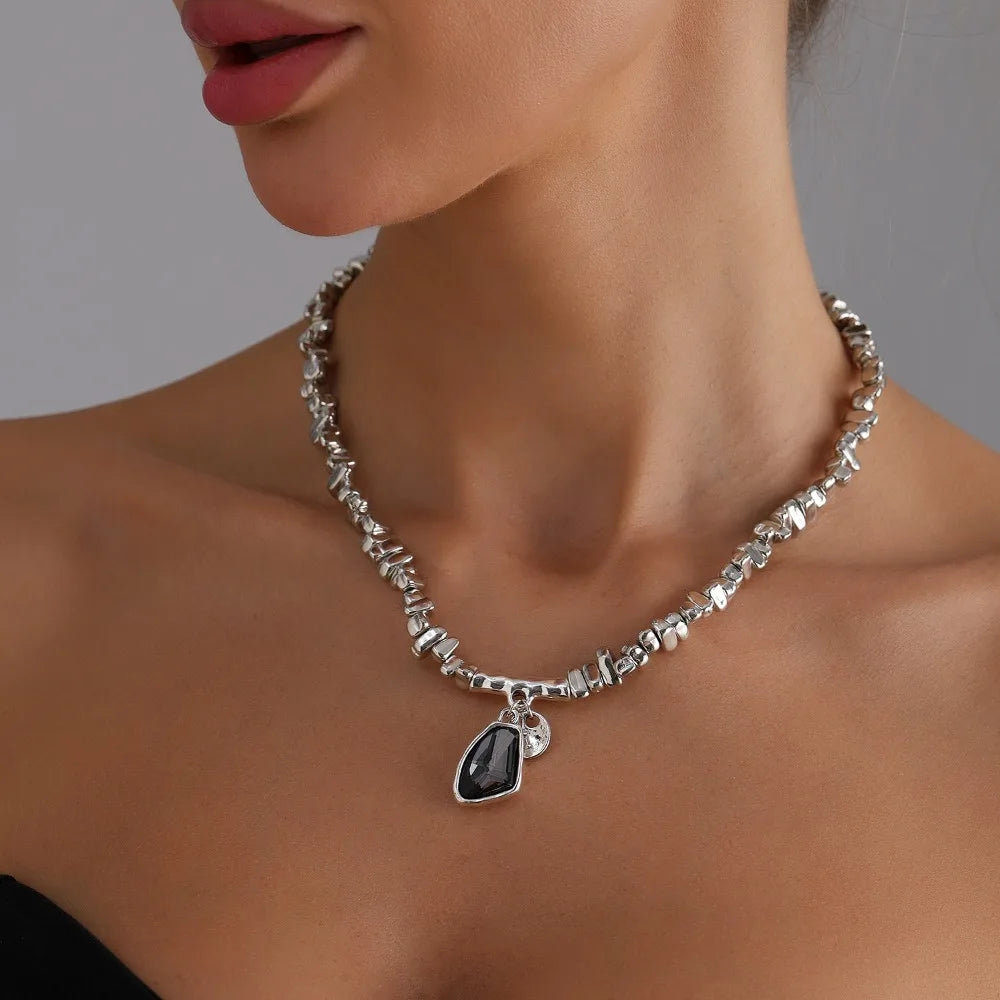 Acrylic Crystal Pendant Necklace Set