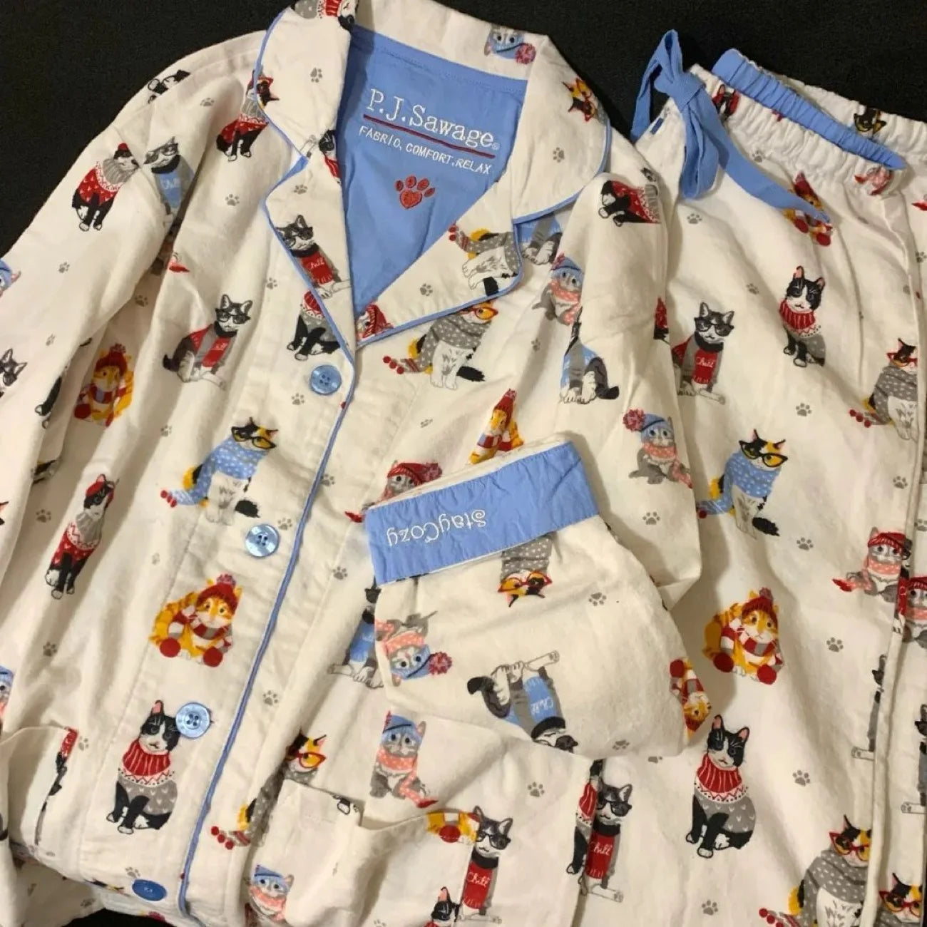 Fleece Cartoon Women Pajama Set