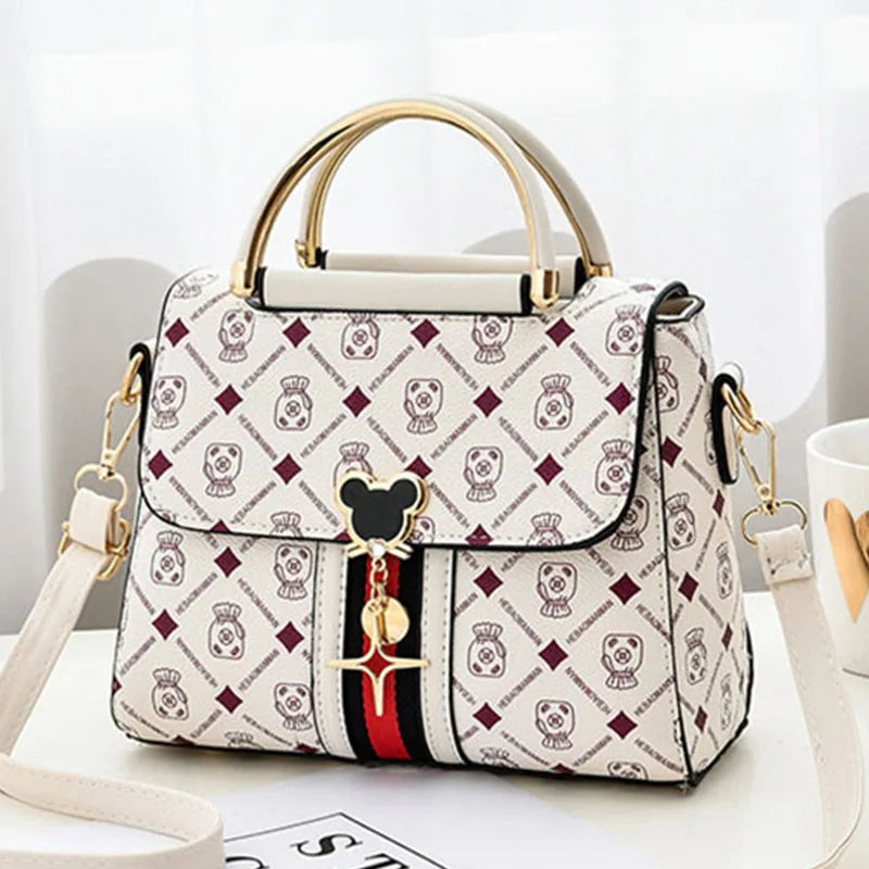 Women's Monogram Print Leather Shoulder Bag