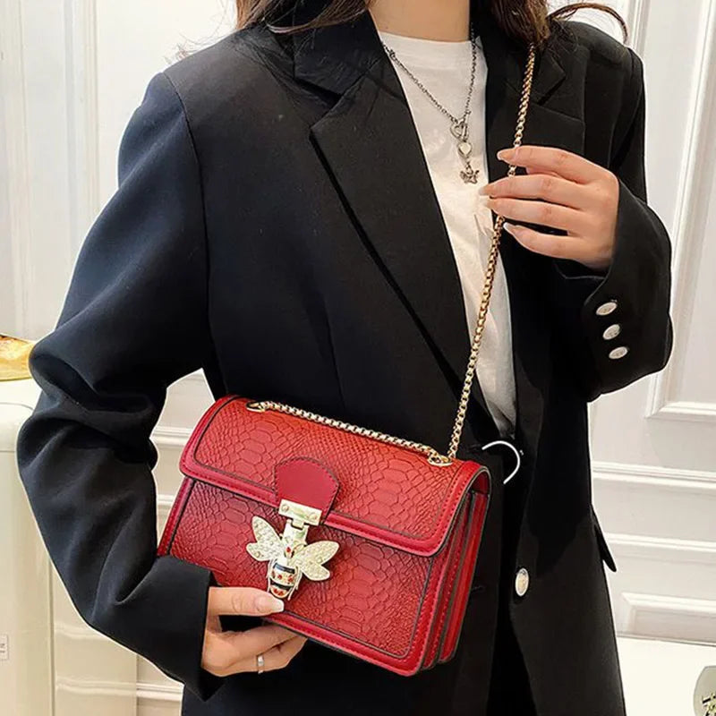 Bee Lock Crocodile Tote Bag