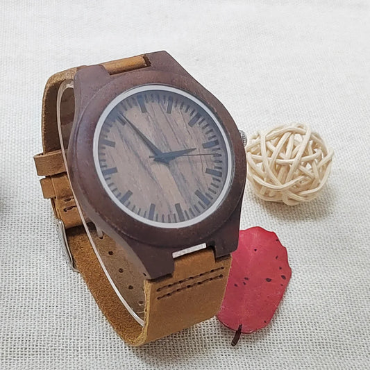 Men's Wood Quartz Wristwatch