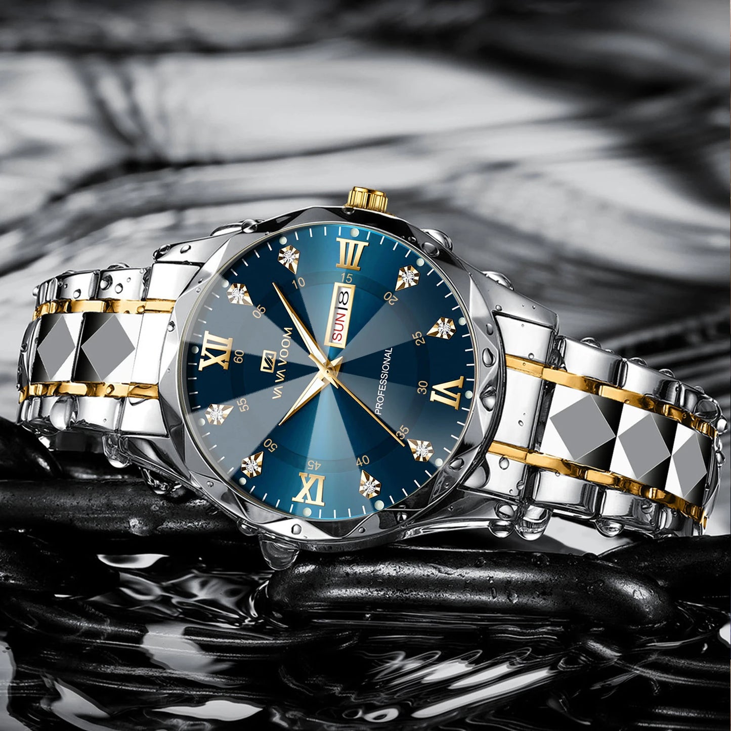 Diamond Dual Calendar Quartz Watch