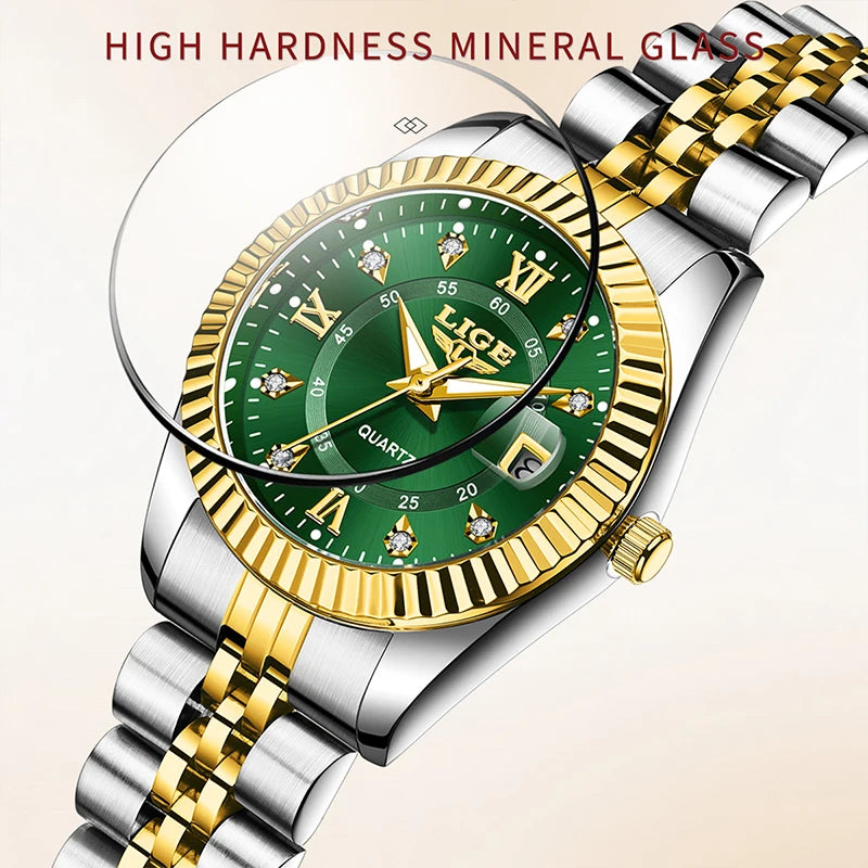 LIGE Waterproof Calendar Ladies Watch