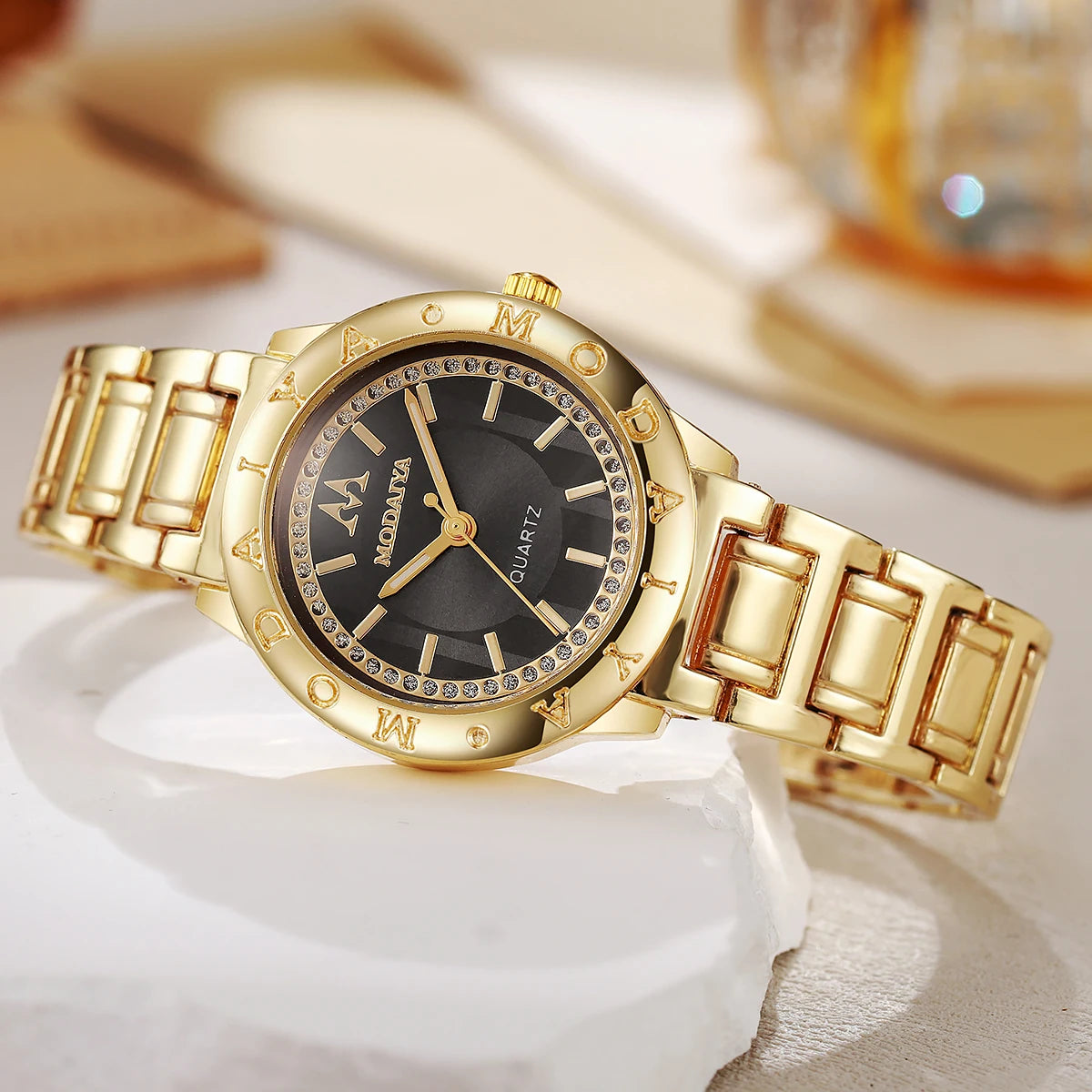 Gold Diamond Quartz Ladies Watch