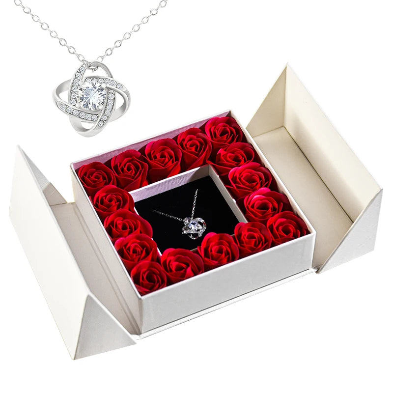 Women's Pendant Necklace Soap Rose Gift Box