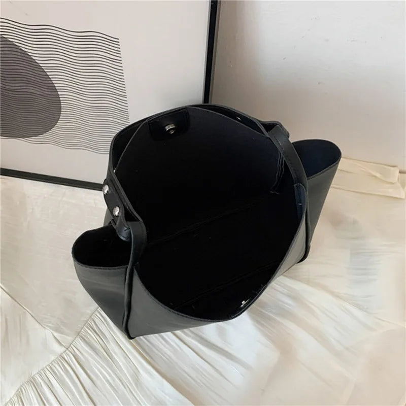 Women's PU Leather Bucket Shoulder Bag