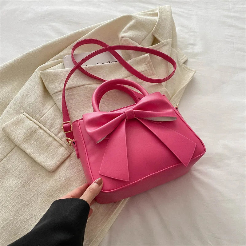Black Bow Handbag with Gold Hardware
