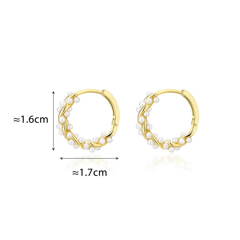 Women's S925 Silver Pearl Hoop Earrings