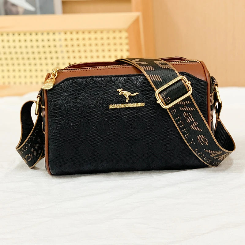 Checkered PU Leather Shoulder Bag