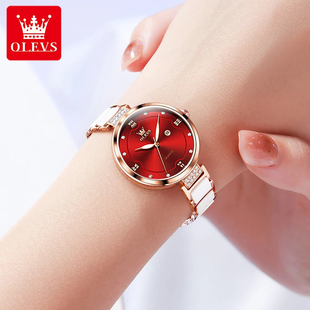OLEVS Ceramic Bracelet Watch Set