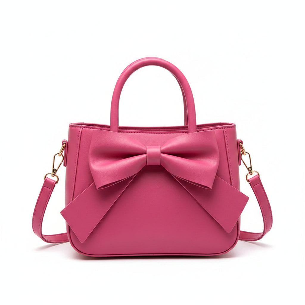 Black Bow Handbag with Gold Hardware