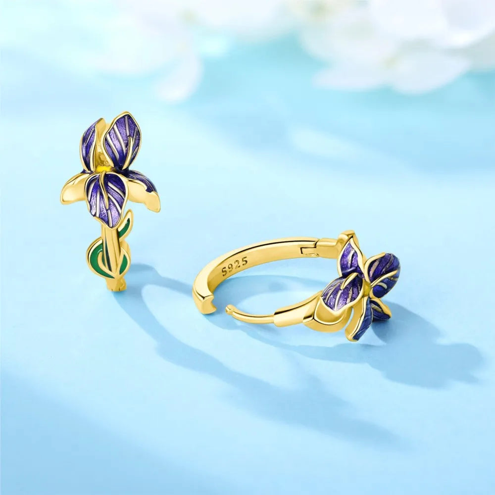 Women's S925 Silver Iris Hoop Earrings