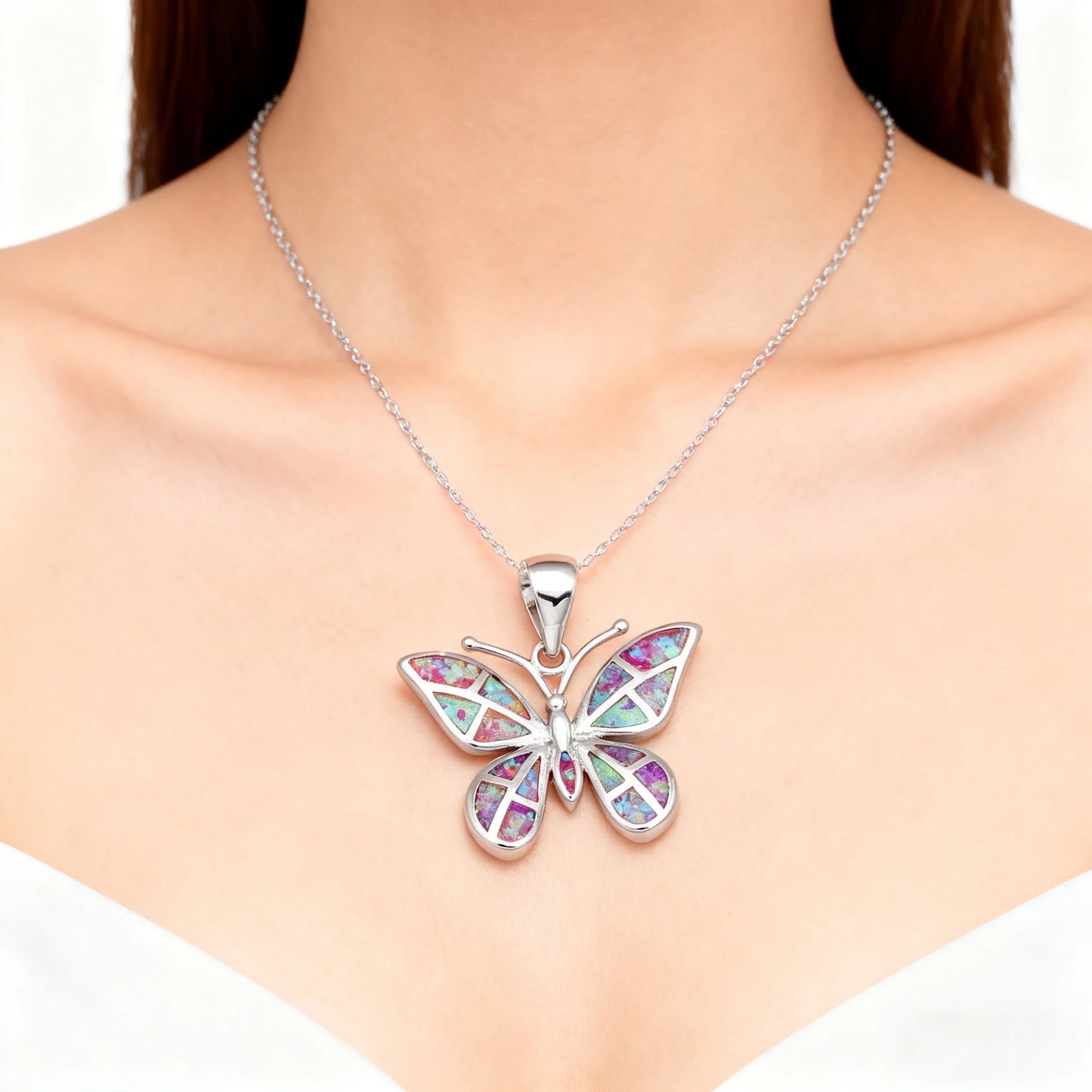 Butterfly Opal Pendant Necklace