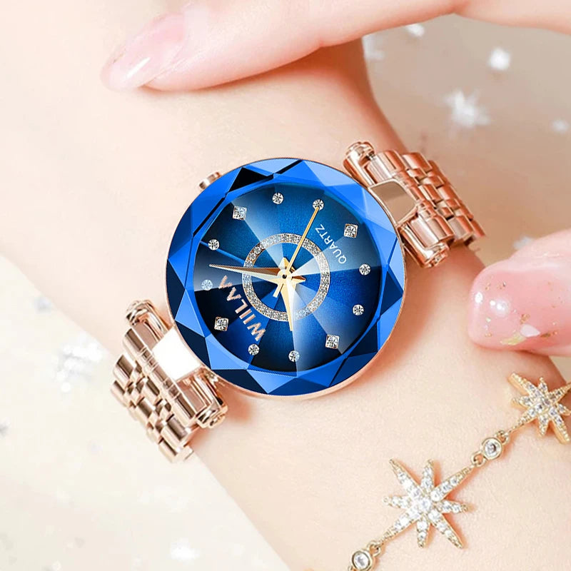 Rhinestone Gold Ladies Wristwatch