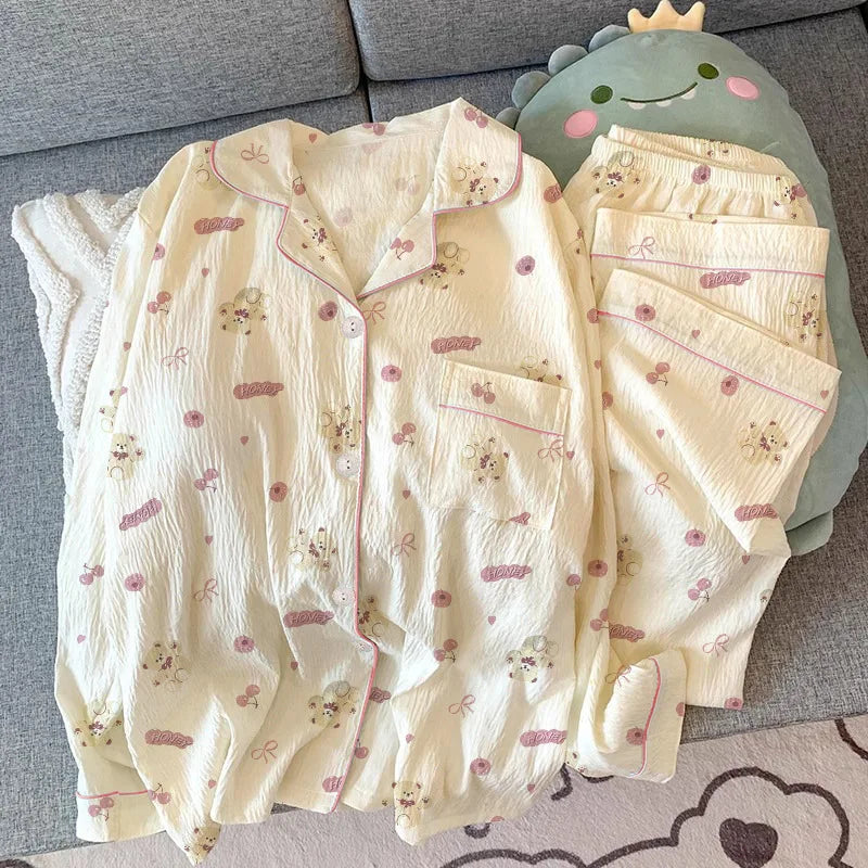 Girls Wrinkle Fabric Pajama Set