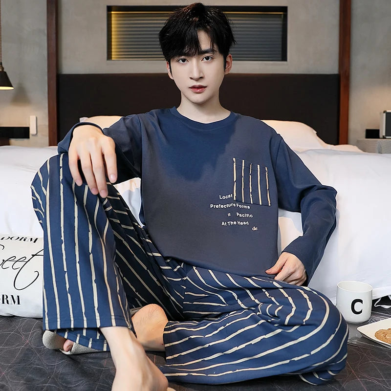 Cotton O-Neck Men Pajama Set