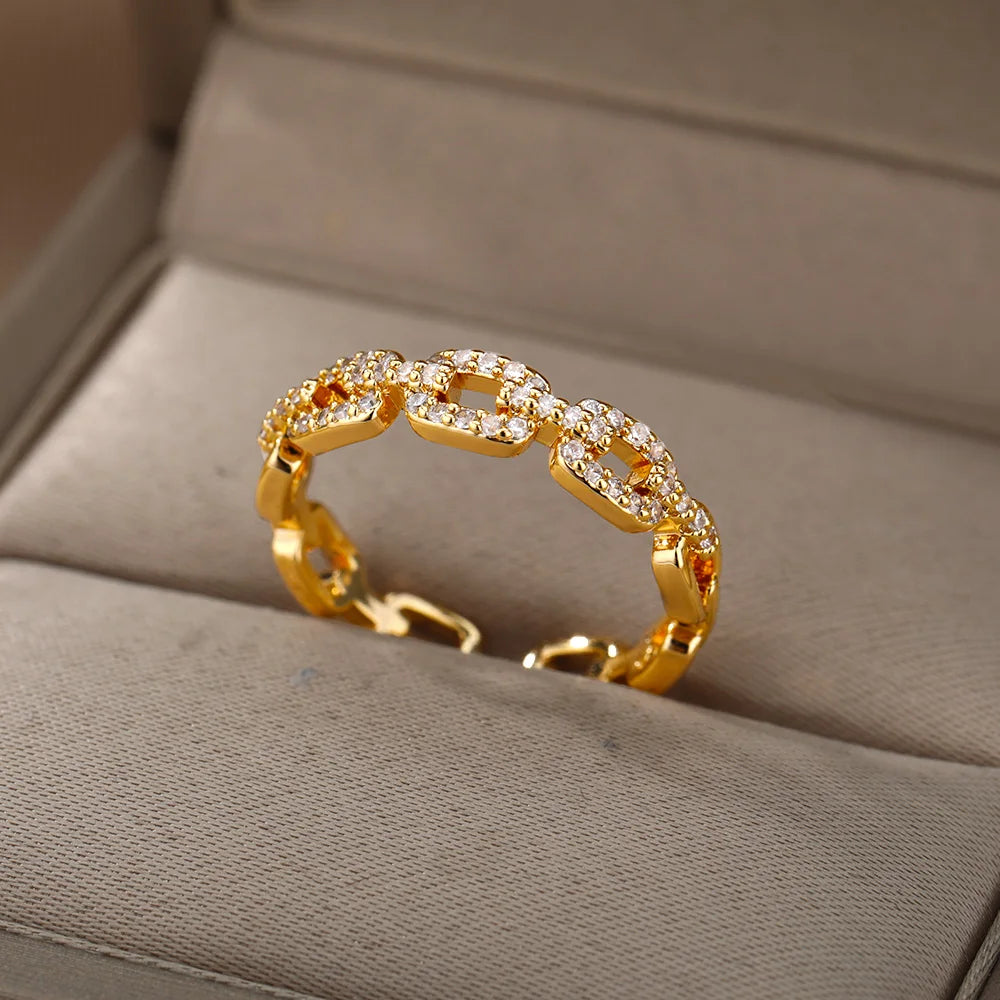 Zircon Steel Belt Finger Ring