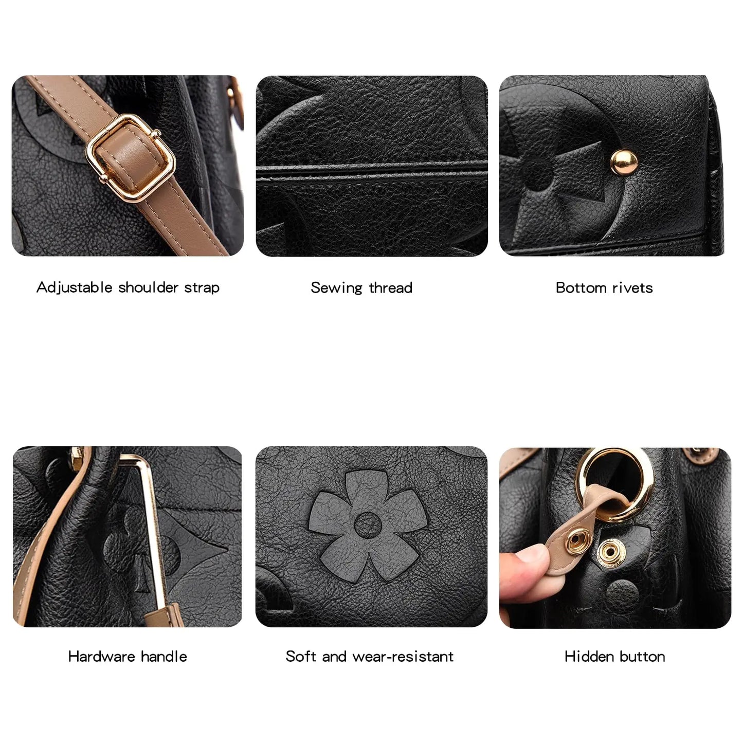 Women's Embossed Leather Bucket Tote Bag