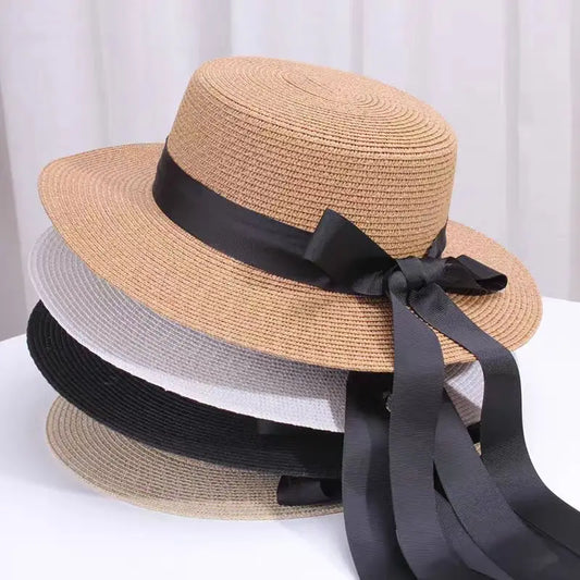 Straw Bow Fedora Sun Hat