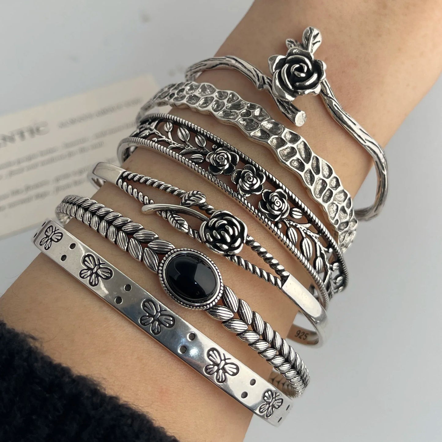 Women's S925 Silver Rose Flower Bracelet