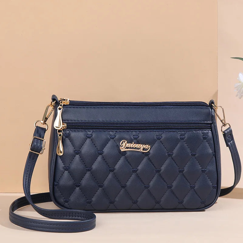 Embroidery Zipper Crossbody Bag