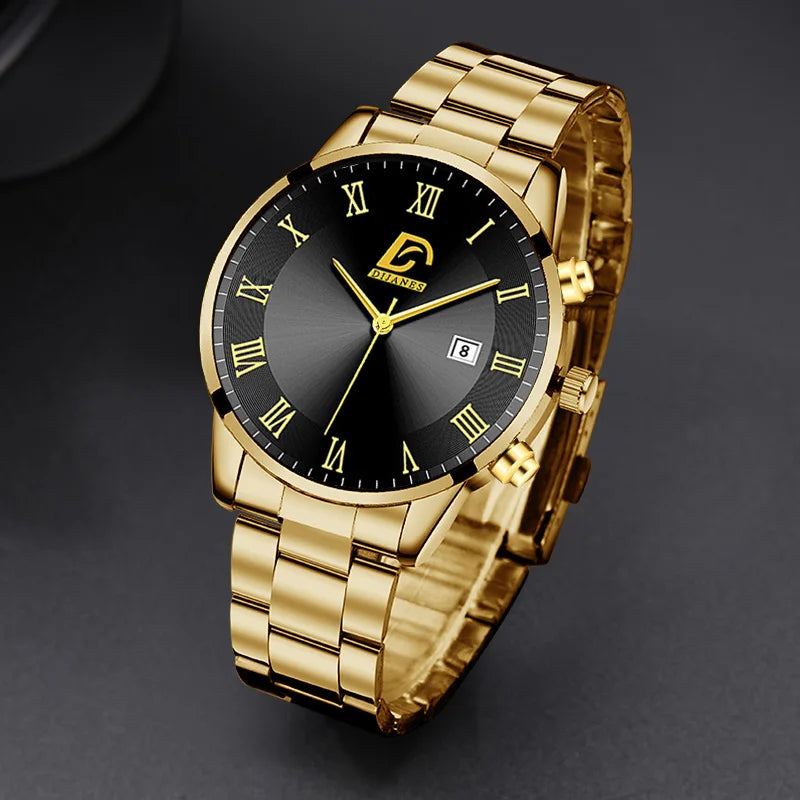 Men's Gold Minimalist Business Quartz Watch