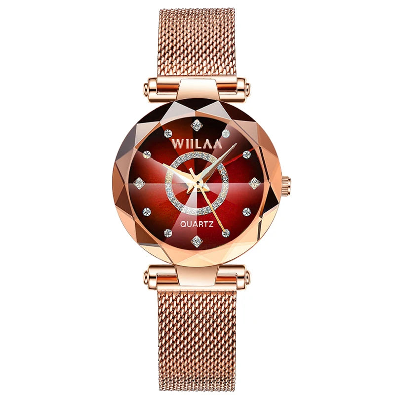Rhinestone Gold Ladies Wristwatch