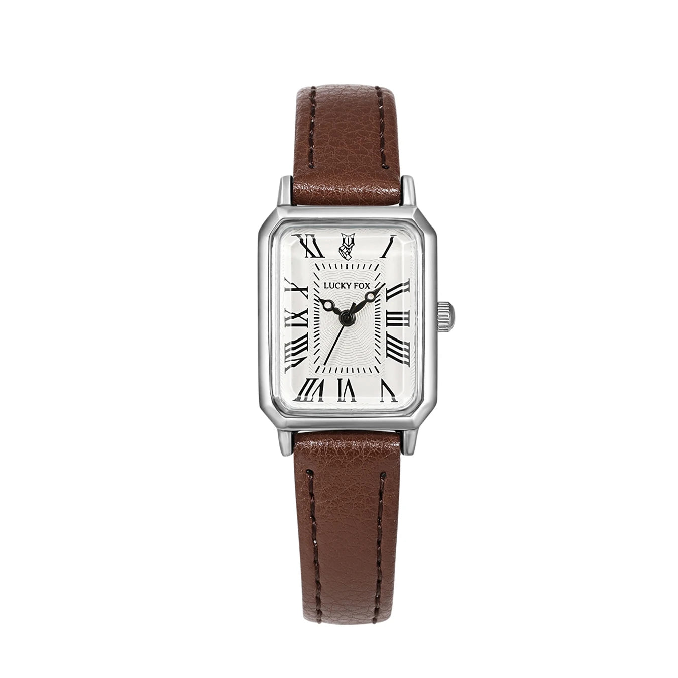 Women's Rectangle Roman Dial Leather Quartz Watch
