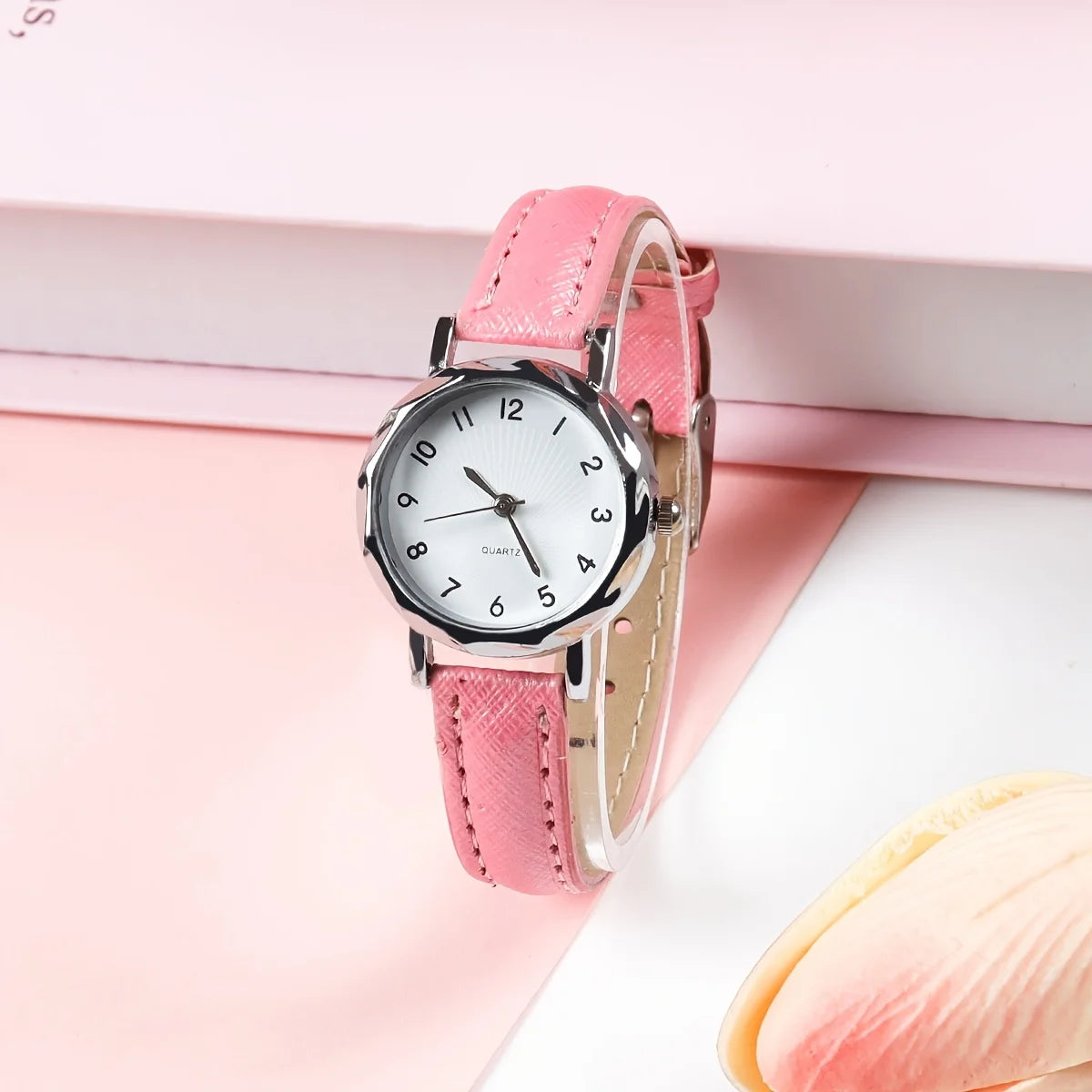 Women's Slim Leather Strap Quartz Watch