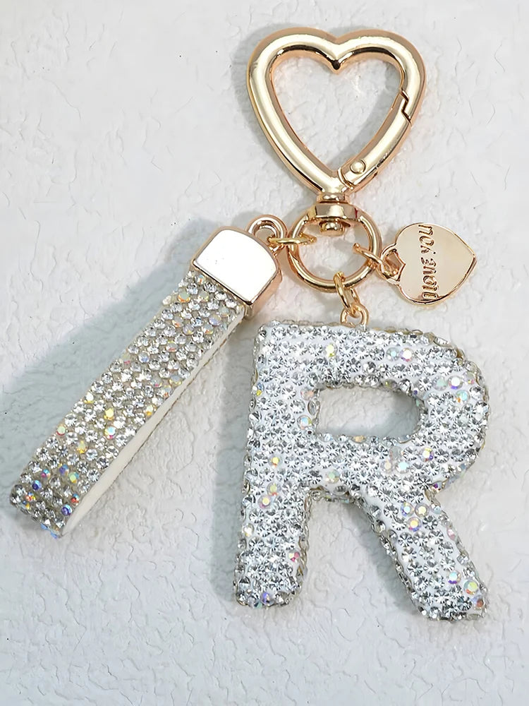 Crystal Initial Letter Keychain