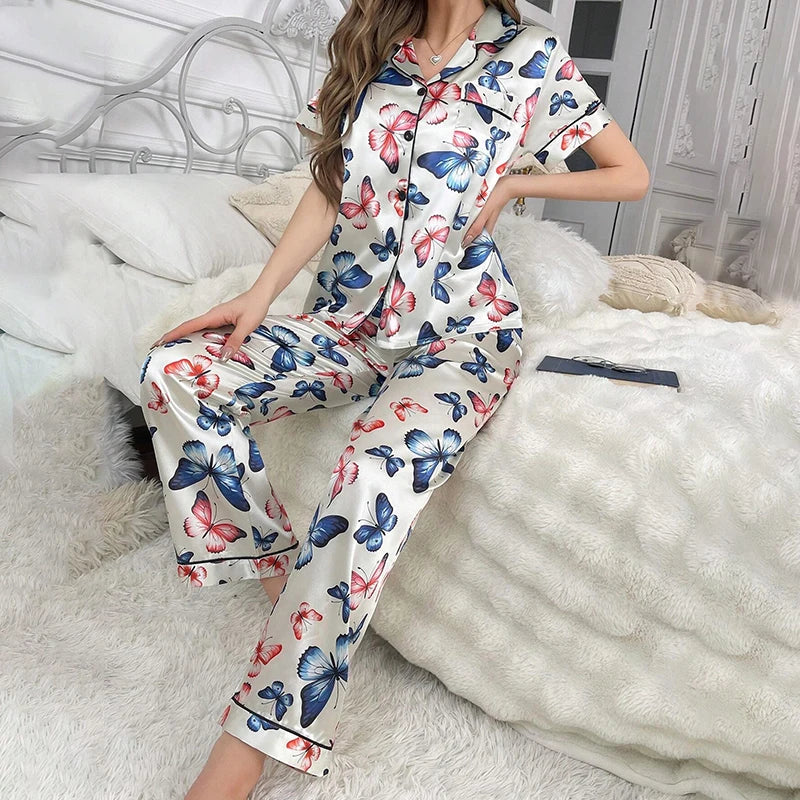 Women's Satin Floral Pajama Set
