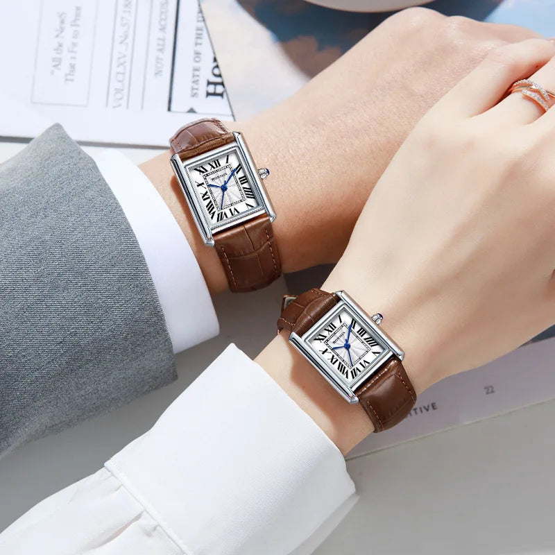 Couple Leather Quartz Watch Set