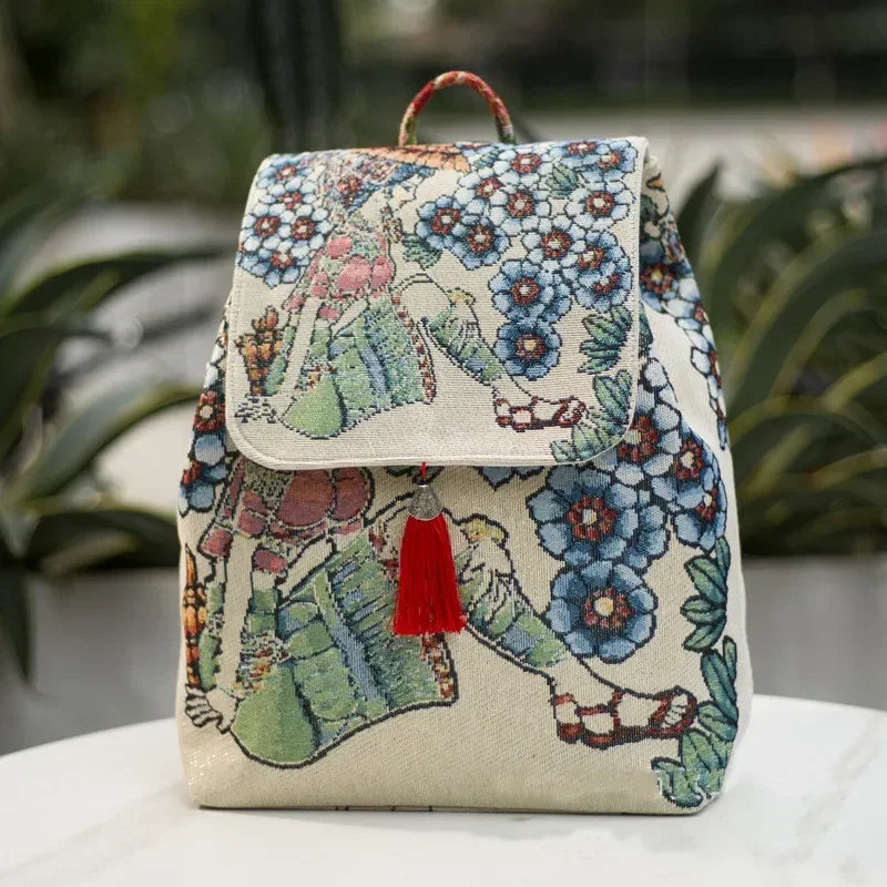 Canvas Backpack Ethnic Style
