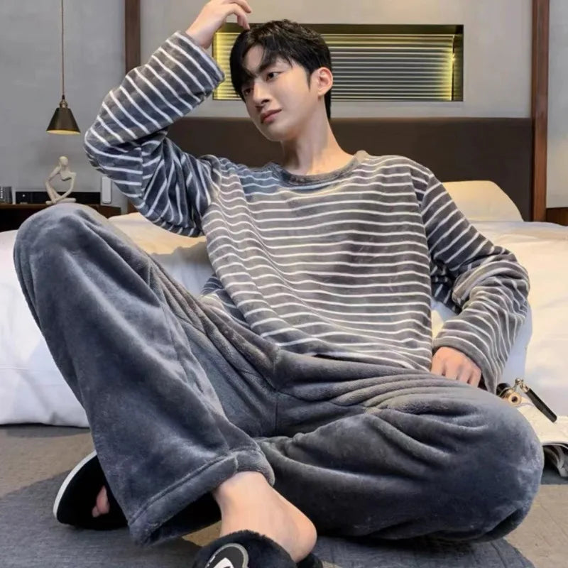 Men's Flannel Striped Pajama Set