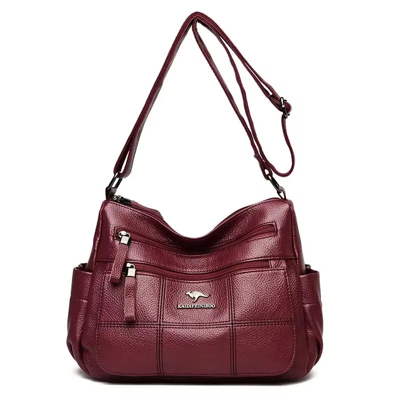 Women's Multi-Pocket Leather Crossbody Bag