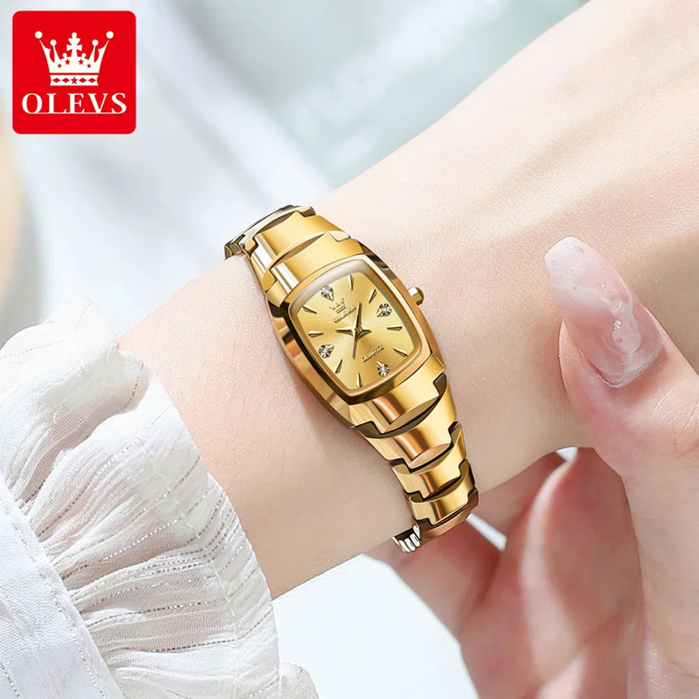 OLEVS Tonneau Steel Ladies Watch