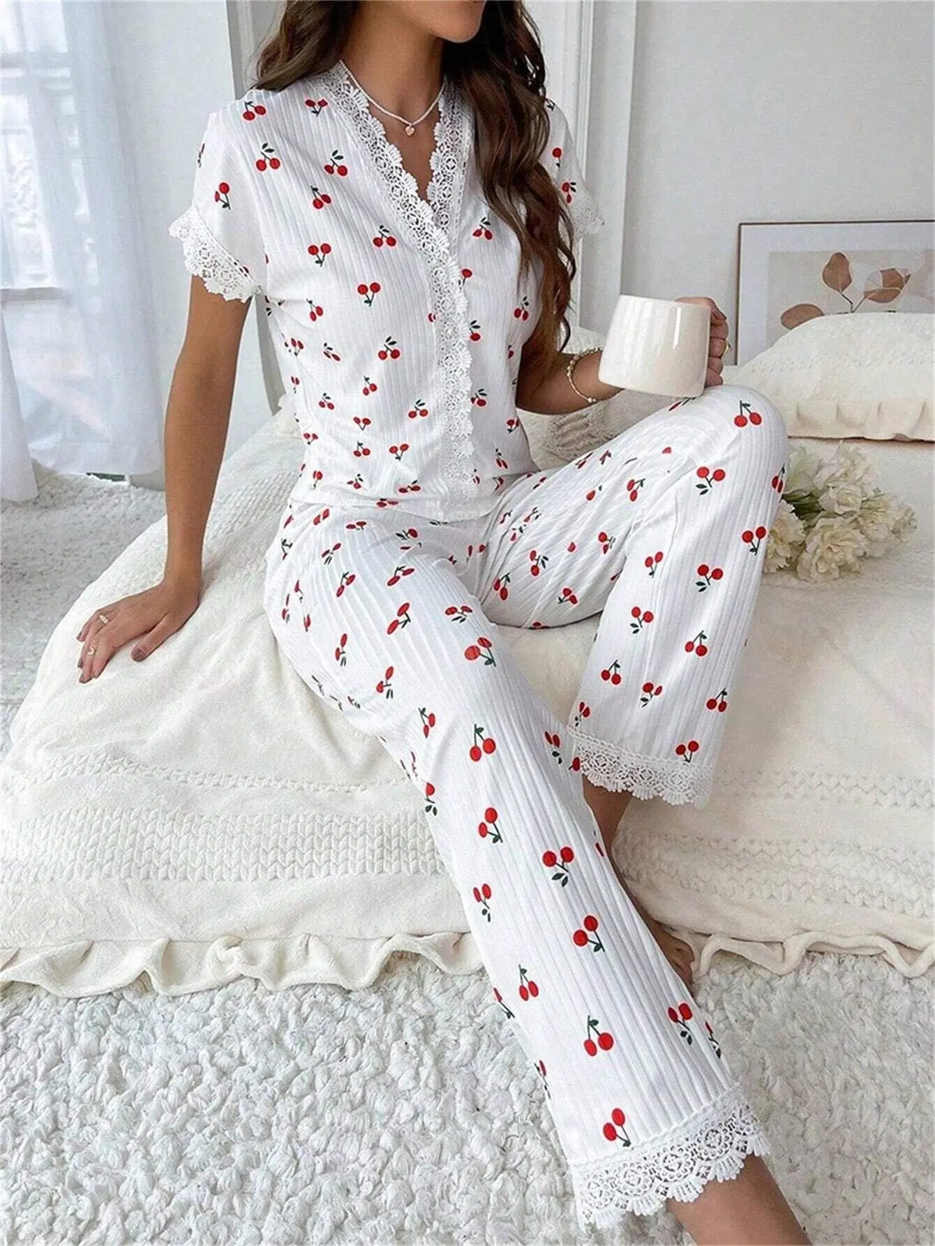 Women's Floral Short Sleeve Lounge Set
