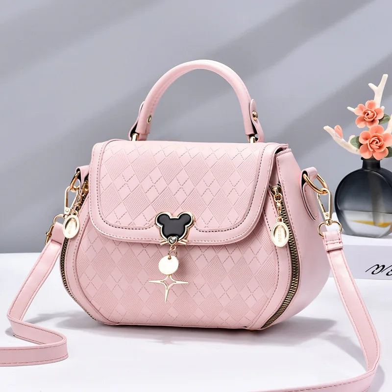 Genuine Leather Bow Bucket Bag