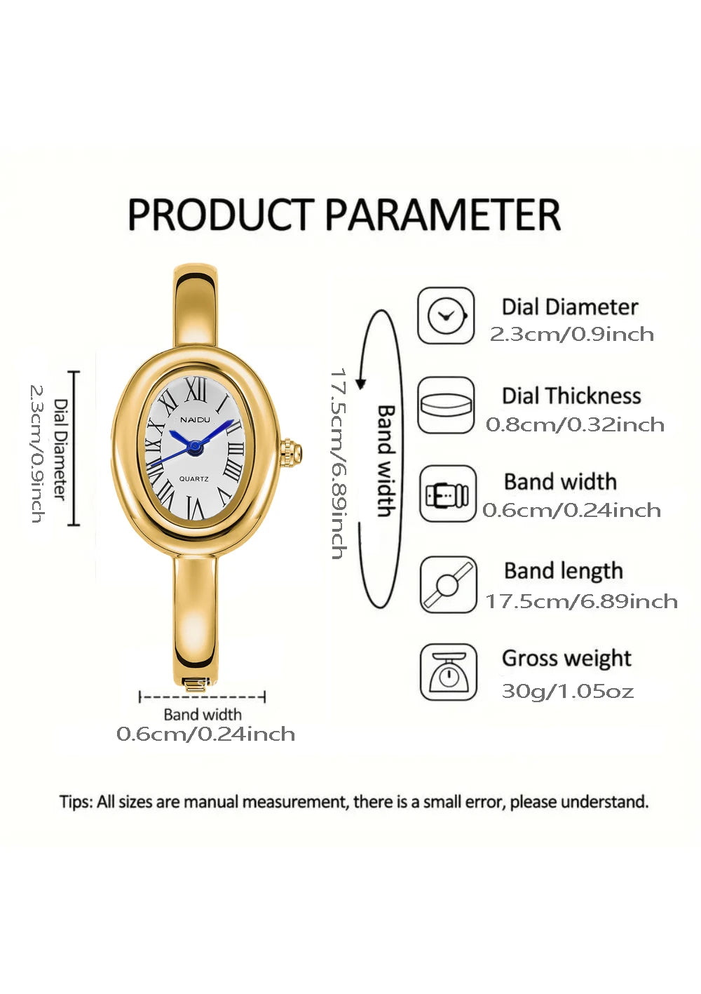 Oval Vintage Analog Watch