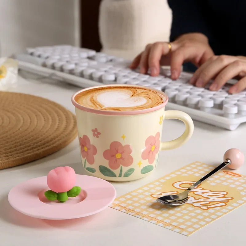 Ceramic Tulip Coffee Mug Gift Women