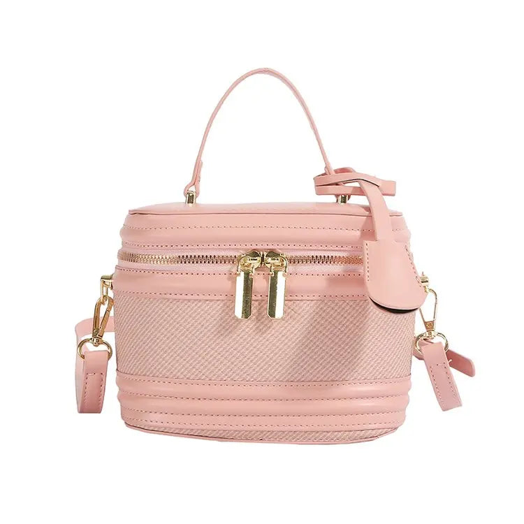 Women's Color Block Leather Shoulder Bag