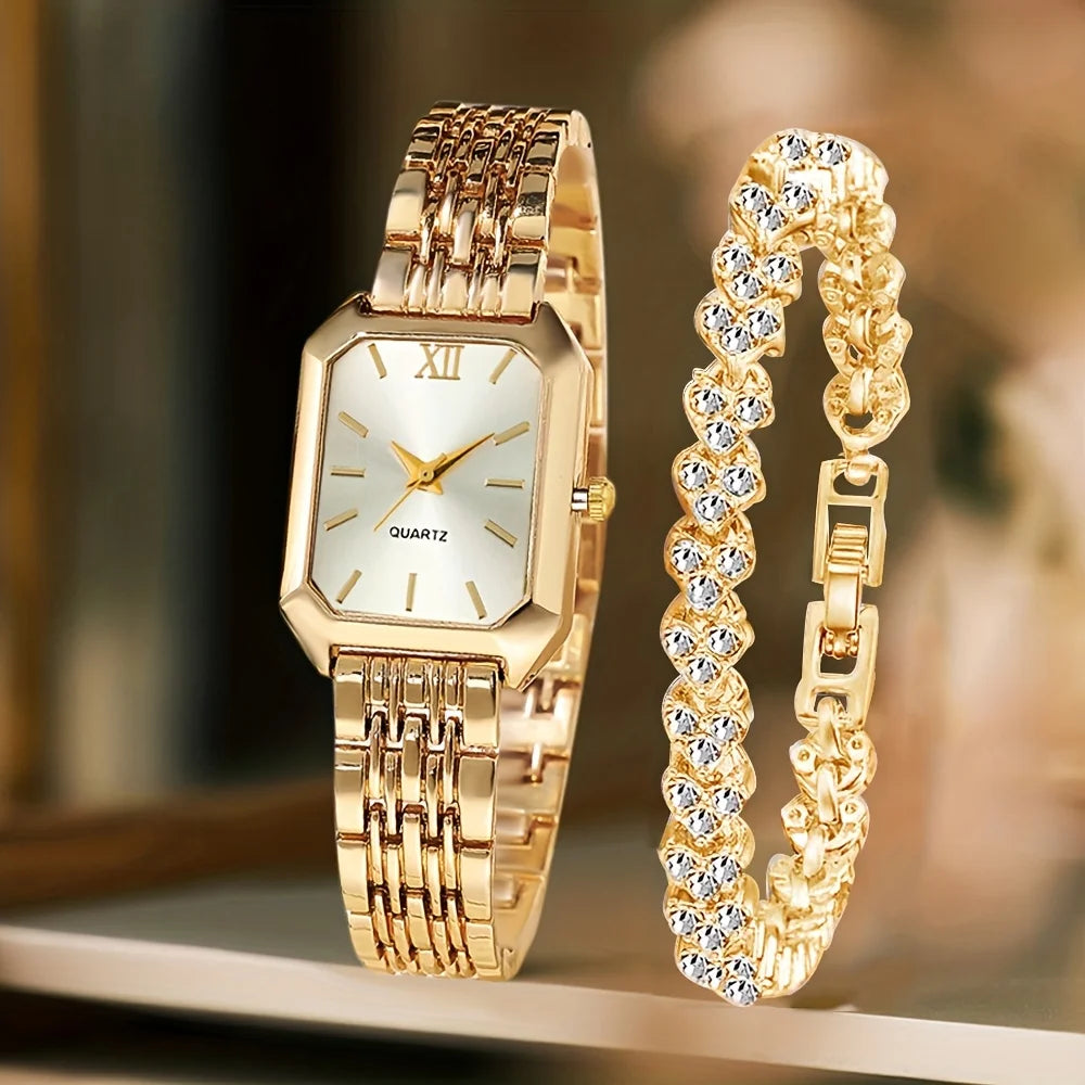 Women's Heart Chain Quartz Watch Set