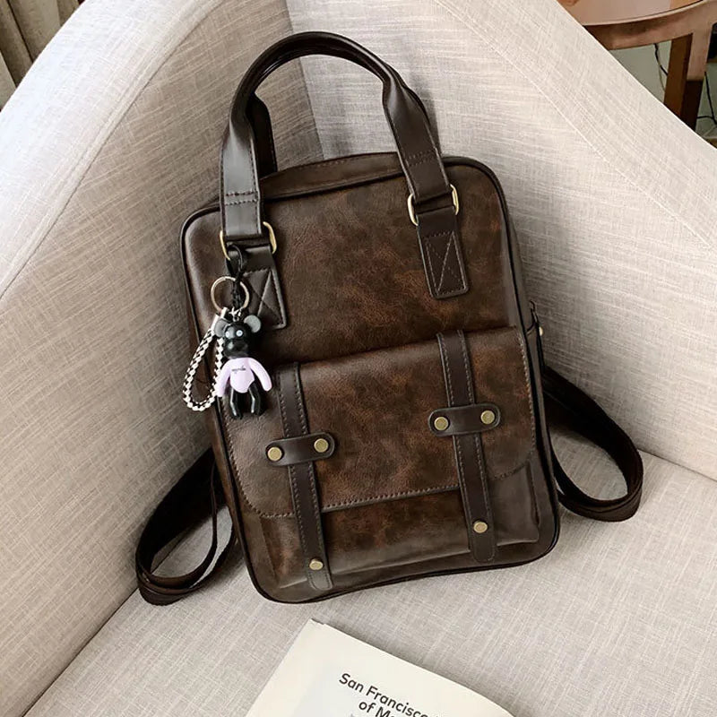Leather Youth School Backpack