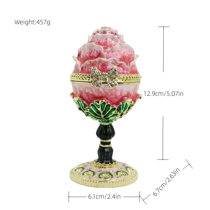 Enamel Rose Egg Trinket Storage Box Gift