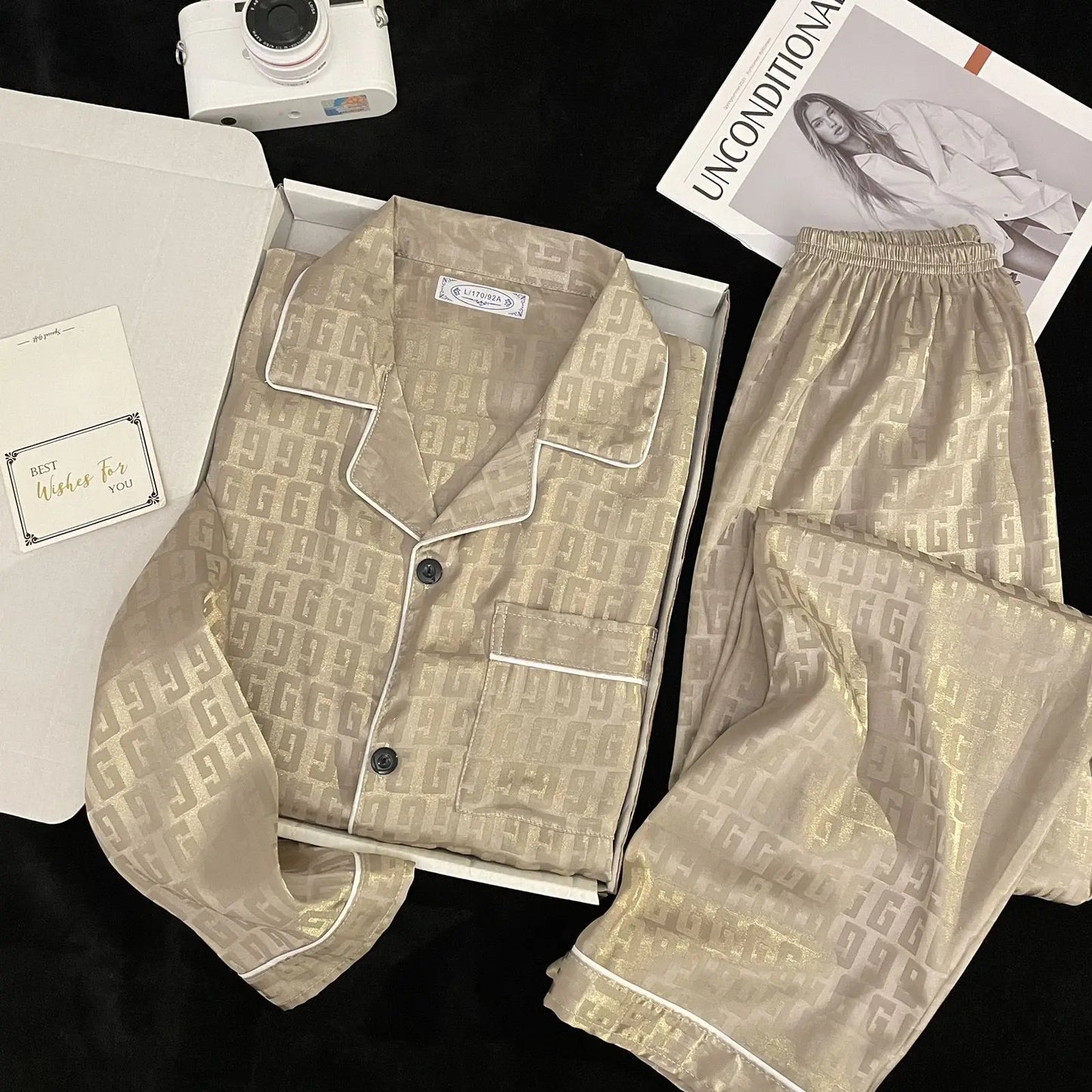 Ice Silk Men Loungewear Pajama Set