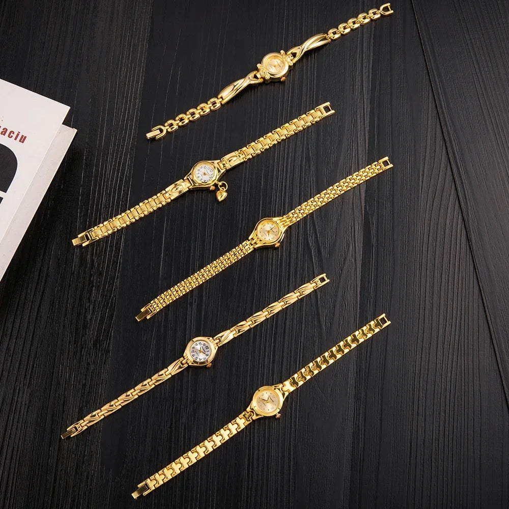 Women's Gold Bracelet Small Dial Quartz Watch